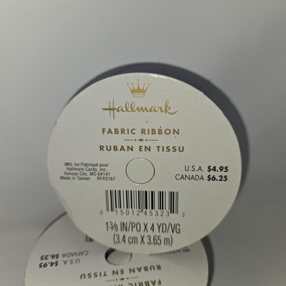 Hallmark Fabric Ribbon Beige Red 12 Rolls 1-3/8" x 4 Yards Each Sealed Bows - Picture 7 of 16